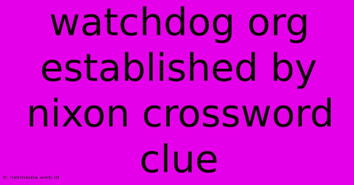 Watchdog Org Established By Nixon Crossword Clue