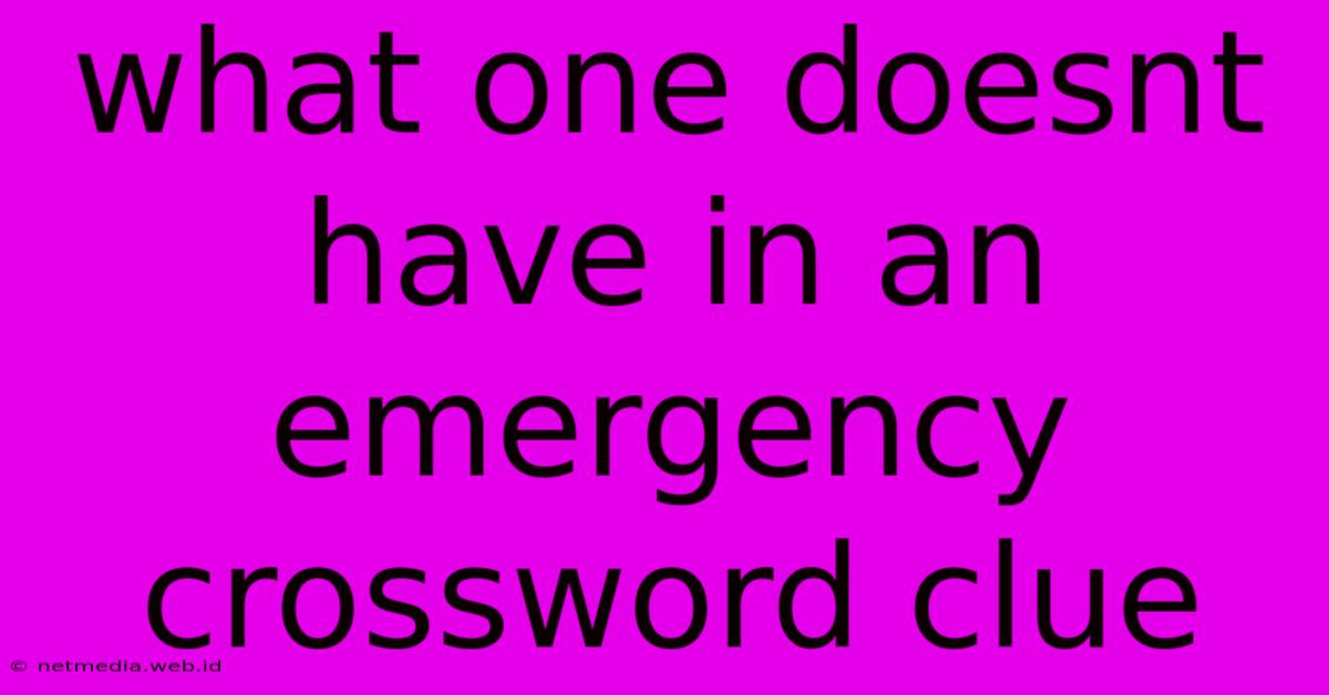 What One Doesnt Have In An Emergency Crossword Clue