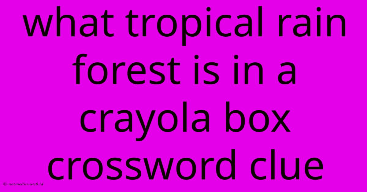 What Tropical Rain Forest Is In A Crayola Box Crossword Clue What Tropical Rain Forest Is In A Crayola Box Crossword Clue