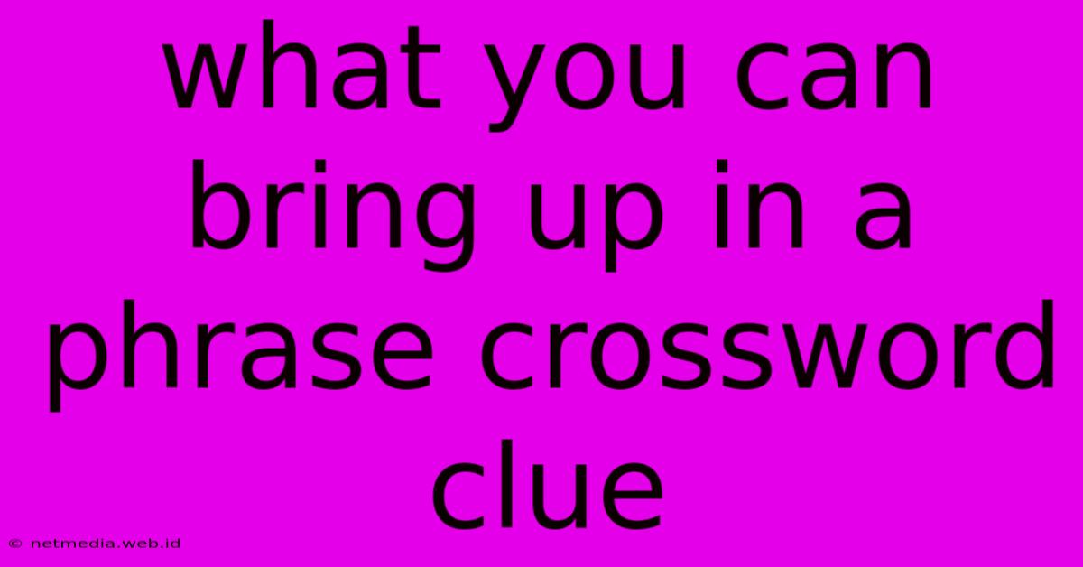 What You Can Bring Up In A Phrase Crossword Clue