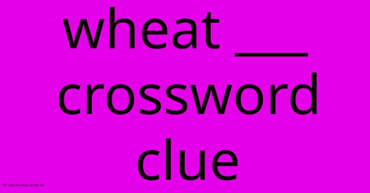 Wheat ___ Crossword Clue